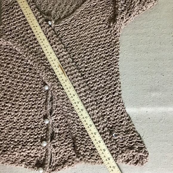 Cream Cloth Women Crochet Sweater With Pearl Button Detail Sz XL EUC Runs Small - Picture 7 of 12